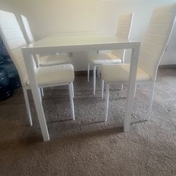 White glass top dining room table set- new 