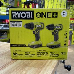 RYOBI ONE+ 18V Cordless 2-Tool Combo Kit with Drill/Driver, Impact Driver, (2) 1.5 Ah Batteries, and Charger