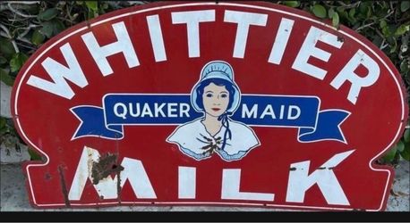 Vintage porcelain original sign dairy milk Whittier sign