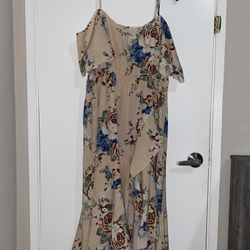 Beige Floral Dress 