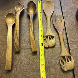 Wooden serving utensils - five total