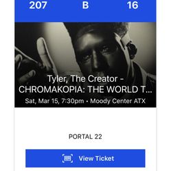 1 Ticket To The Tyler, The Creator Chromakopia Tour 3/15
