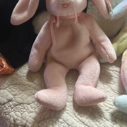 The original beanie baby, happily, bunny and pink