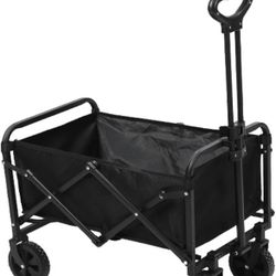 50L Collapsible Wagons Carts,Foldable Shopping Wagon Cart，150lbs Weight Capacity Beach Wagon with Wheels,Collapsible Folding Utility for Camping, Gard