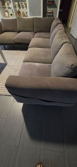 Large Gaey Fabric Sectional Sofa