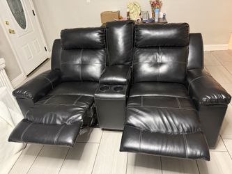 Leather recliner sofas set of 2