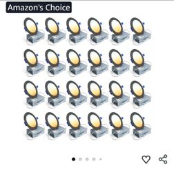 8363: New 24 Pack 4 Inch LED Recessed Ceiling Light, Dimmable, 2700K-5000K 5CCT, 750LM 9W 120V, High Brightness Dimmable Canless Wafer Downlight - ETL