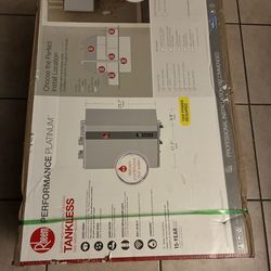 Indoors, tankless water heater