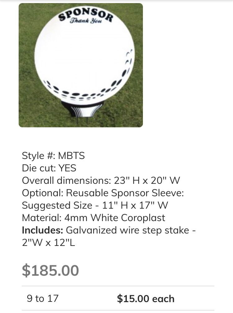 Golf Tee Sponsor Signs - Reusable