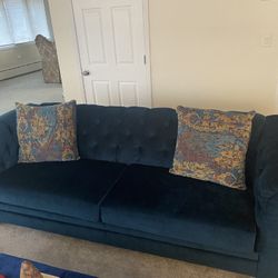 Velvet Sofa Turns Into A Queen Size Bob-O-pedic Bed