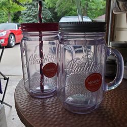 New 32 Oz Aladdin Mason Jars, Acrylic W Straw, EACH