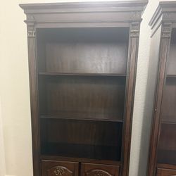 Elegant Dark Wood Bookshelves with Cabinet 