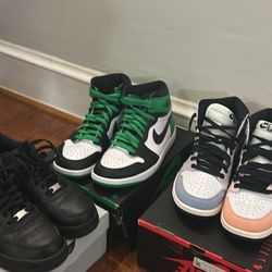 Jordan 1s And Black Air Forces Sz 11