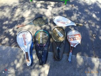 Lot of 6 Used Tennis Rackets Wilson & Head