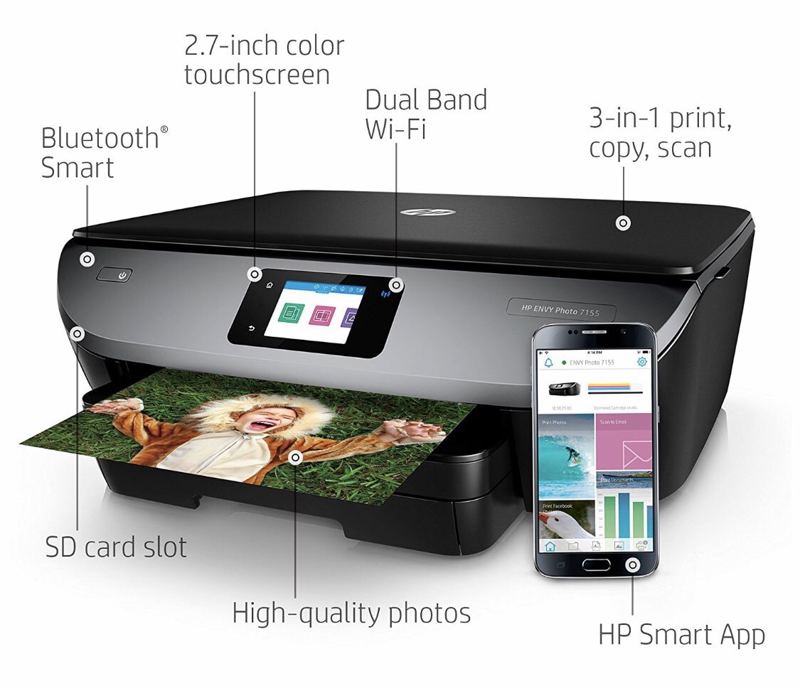 [EUC] HP Envy Photo 7155 All in One Photo Printer with Wireless Printing, Instant Ink Ready (K7G93A)