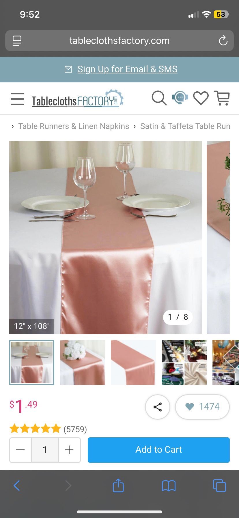 Satin Dusty Rose Table Runner 