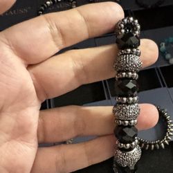 Gauss jewelry Good Luck Black Obsidian Wealth Bracelet with box