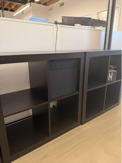 (3) IKEA Dark Wood Cube Tables