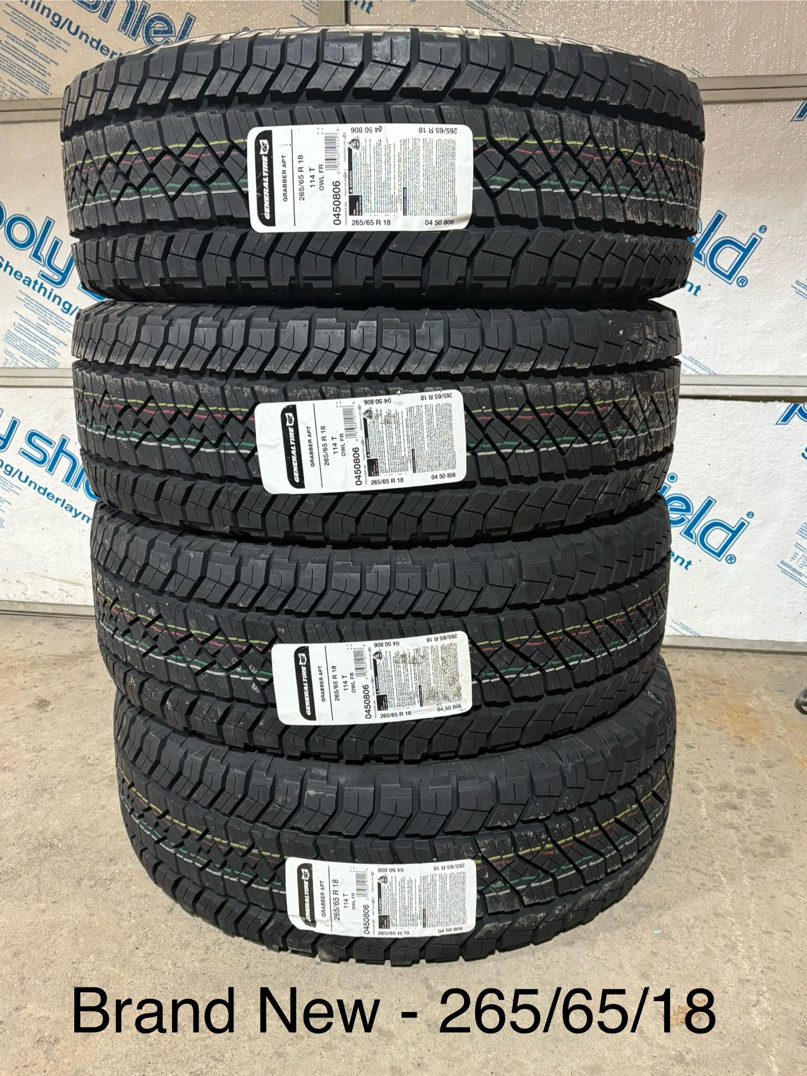 (4) - 265/65/18 General Grabber APT Tires