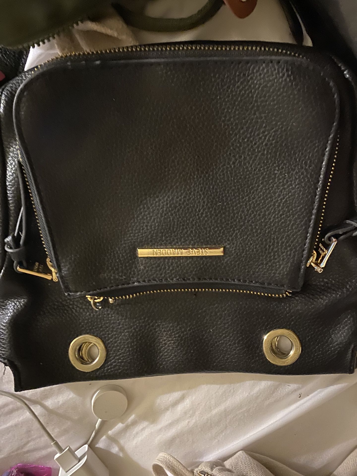 Steve Madden Shoulder Strap Black Leather Purse