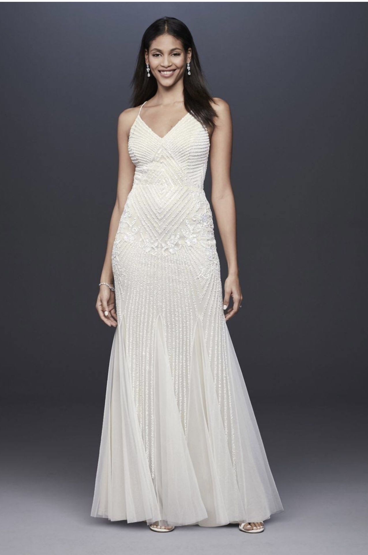 DB Studio (David’s Bridal) Beaded Wedding Dress Size 16W Clean w/rhinestone belt