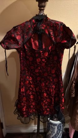 Halloween costume Red and Black Floral Mini Dress