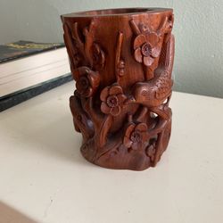 Chinese Wood Brush Holder 