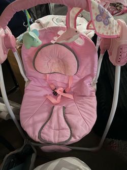 Pink Baby Swing with Toy Mobile