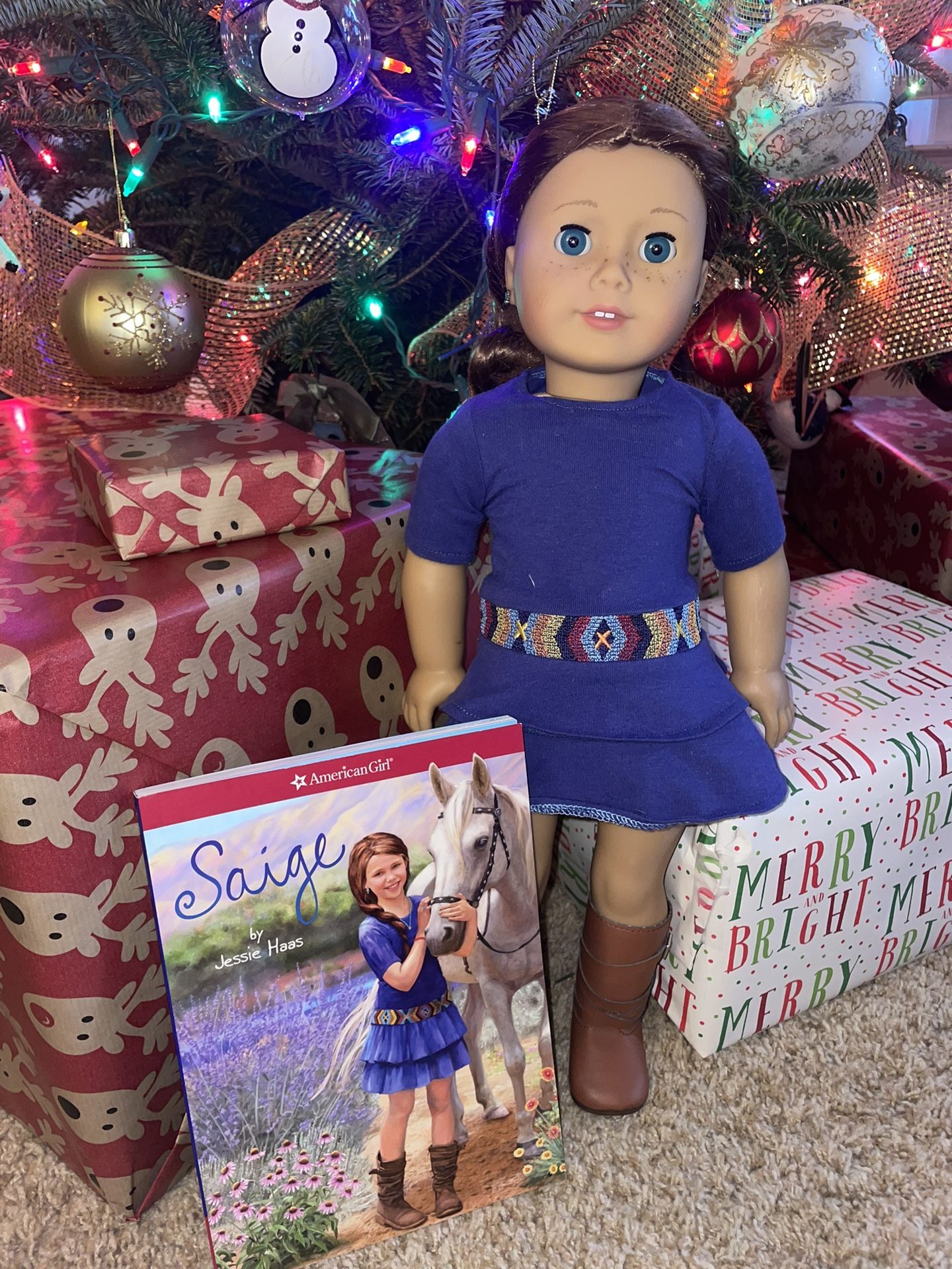 American Girl Doll Saige and Paperback Book