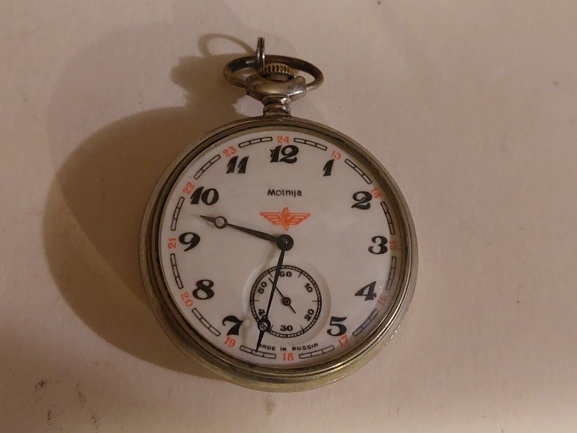 Vintage Russian Molnija Railroad Pocket Watch