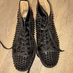 Christian Louboutin Black Spike High-Top Sneakers – Signature Studded Design