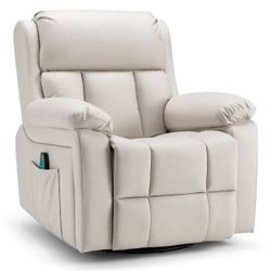 EROMMY Oversize Manual Swivel Massage Recliner Chair With Heat And Vibration