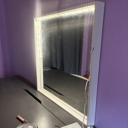 desk with mirror vanity 