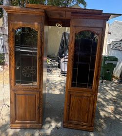 Dark oak glass door cabinets