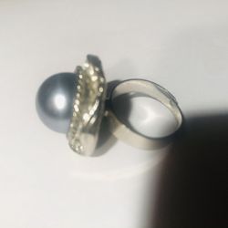 Adjustable  Cocktail  Ring Grey Stone 