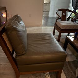 Mid Century Cane And Leather Accent Chairs 