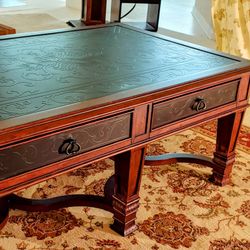 Elegant Solid Wood Coffee Table With Copper Inlay