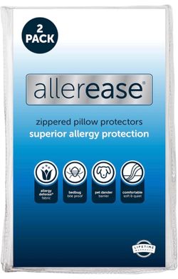 Set of 2 Standard/Queen AllerEase Pillow Protectors - Moisture Wicking, Advanced Allergy Protection