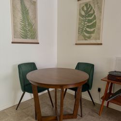 Round Dining Table + 2 Velvet Chairs (Set)