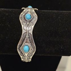 New Silver Turquoise Bangle Bracelet 