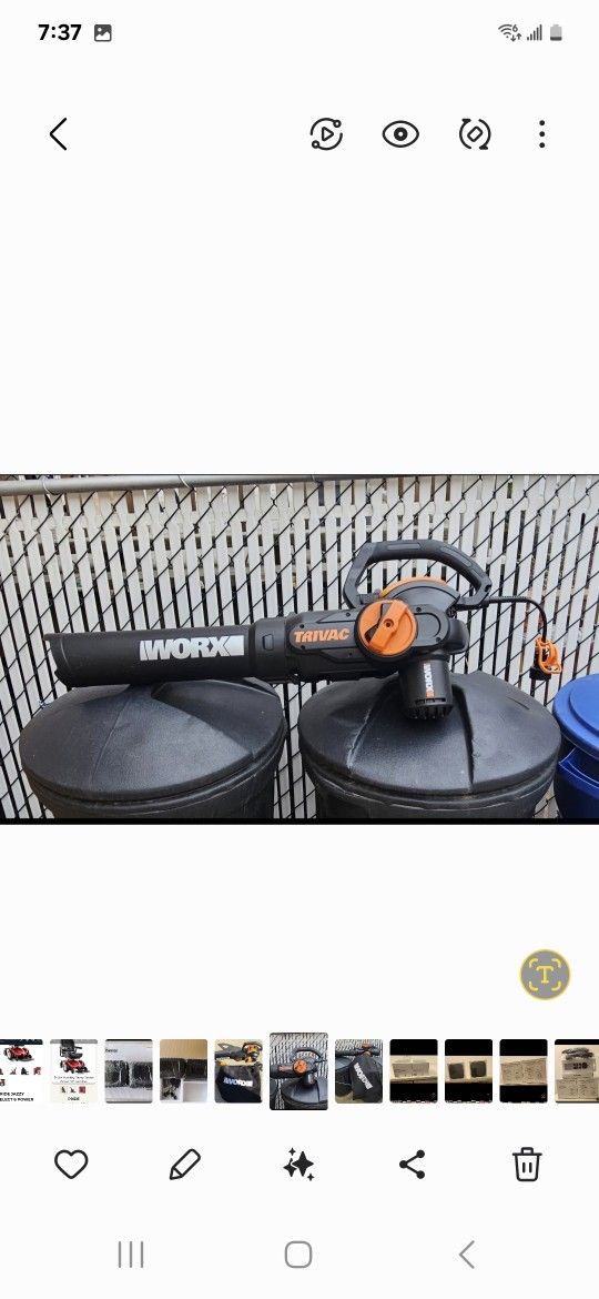 WORX LEAF BLOWER AND MULCHES LEAVES.