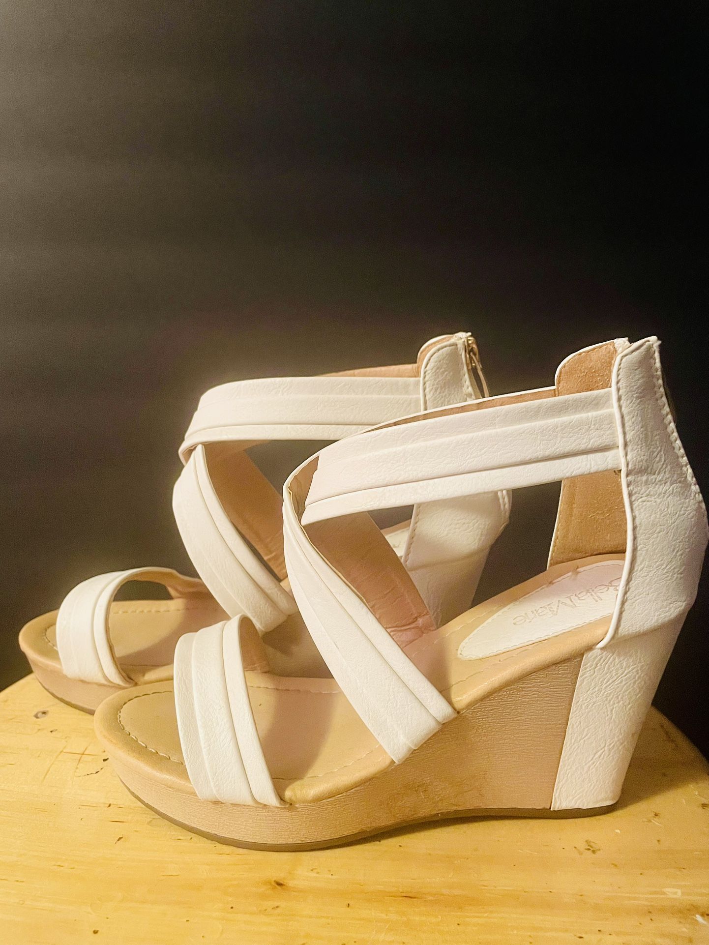 White Open Toe Wedge - Good Condition