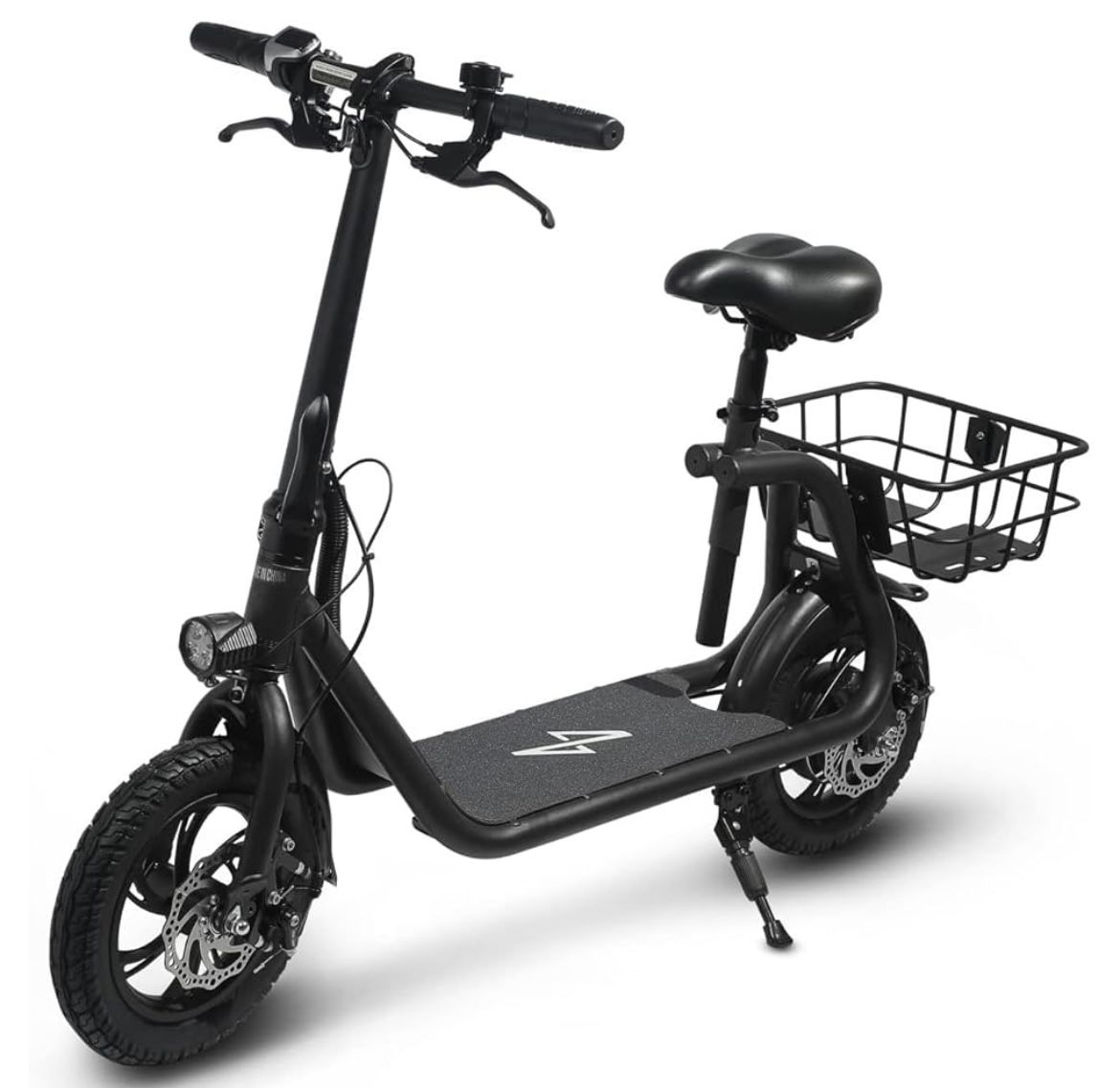 Phantomgogo Commuter R1 - Electric Scooter for Adults - Foldable Scooter with Seat & Carry Basket - 450W Brushless Motor 36V - 15MPH 265lbs Max Load E