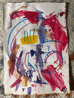 Abstract artwork mixed media painting. 9”x12” approx.