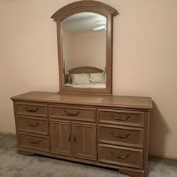Solid wood Queen Bed and Dresser