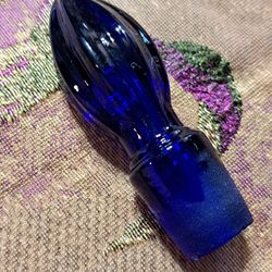 Antique Cobalt Blue Stopper Absolutely Beautiful Made To Catch Light 