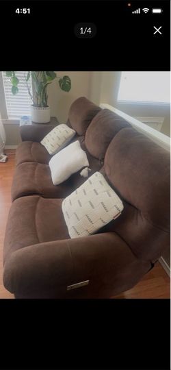 Brown Fabric Reclining Sofa