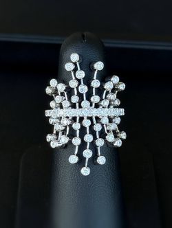 18k white gold 2CTW natural diamond fashion cage cocktail ring sz7