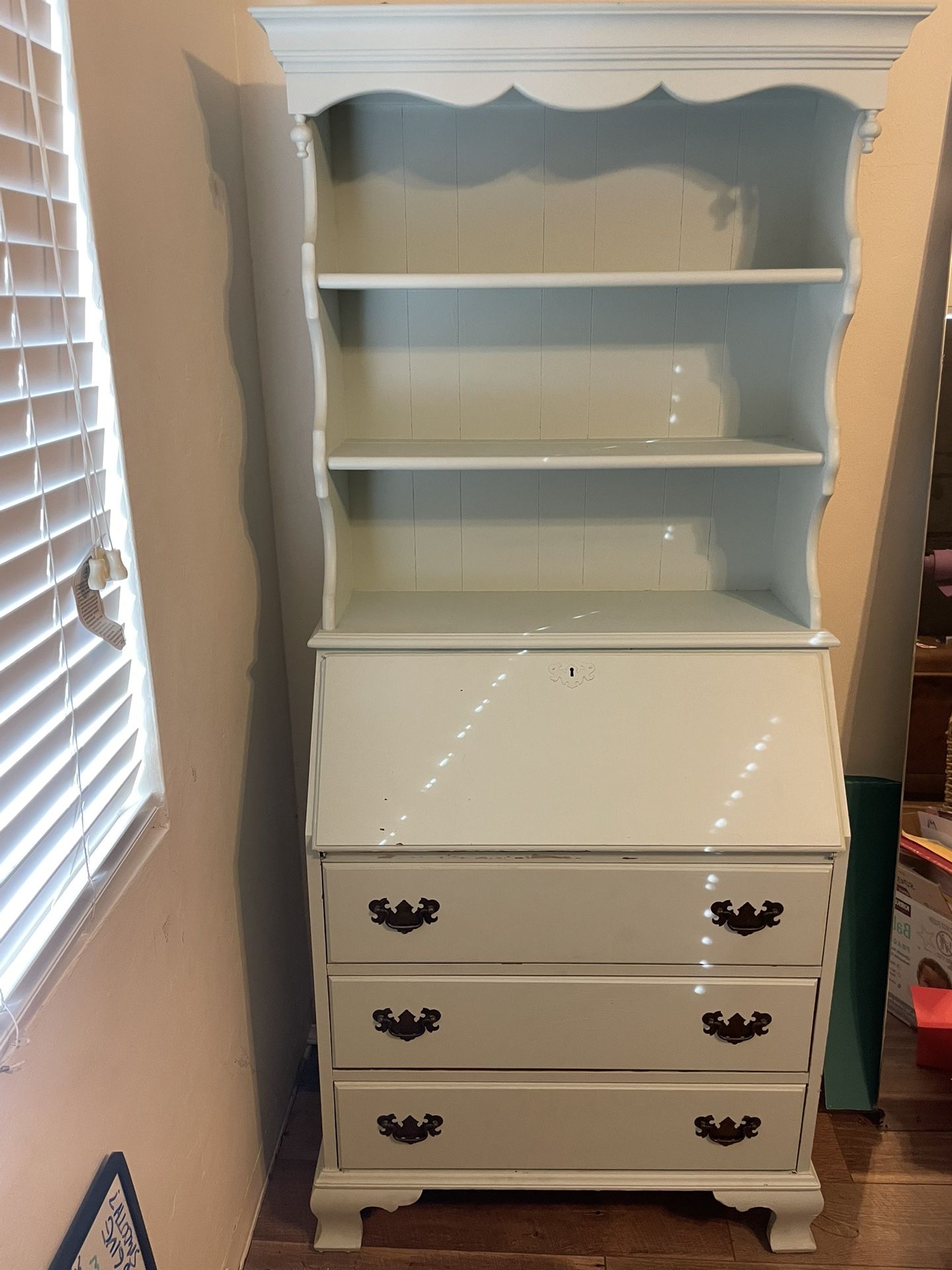 Solid Wood Desk Bookshelf Storage