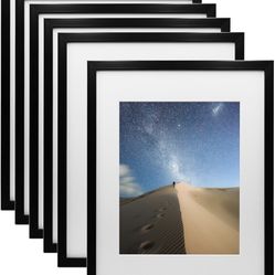 11x14 Picture Frame Black, Photo Frame with Plexiglass for Picture 8x10 with Mat or 11x14 without Mat, Composite Wood Picture Frame for Table Top and 